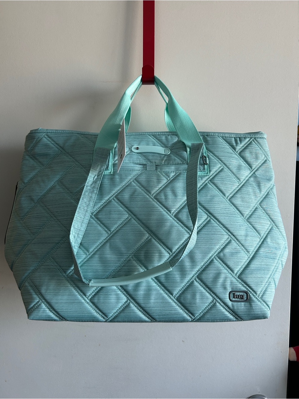 LUG FERRY XL SE TOTE W/CHARM BAR BRUSHED AQUAMARINE NWT